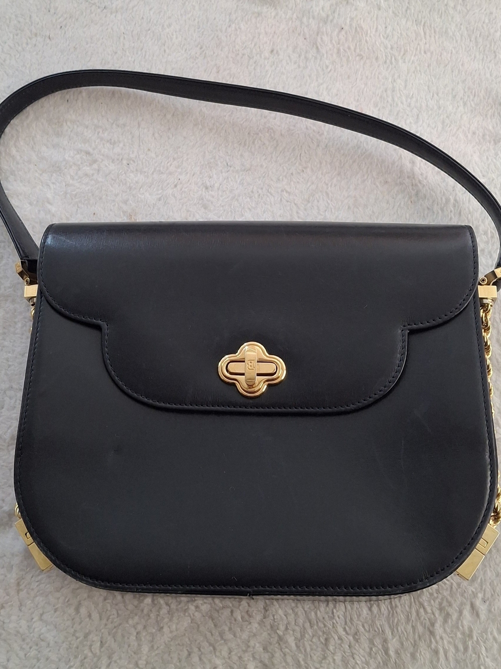 Bally Black Leather Shoulder Bag with Gold Hardware